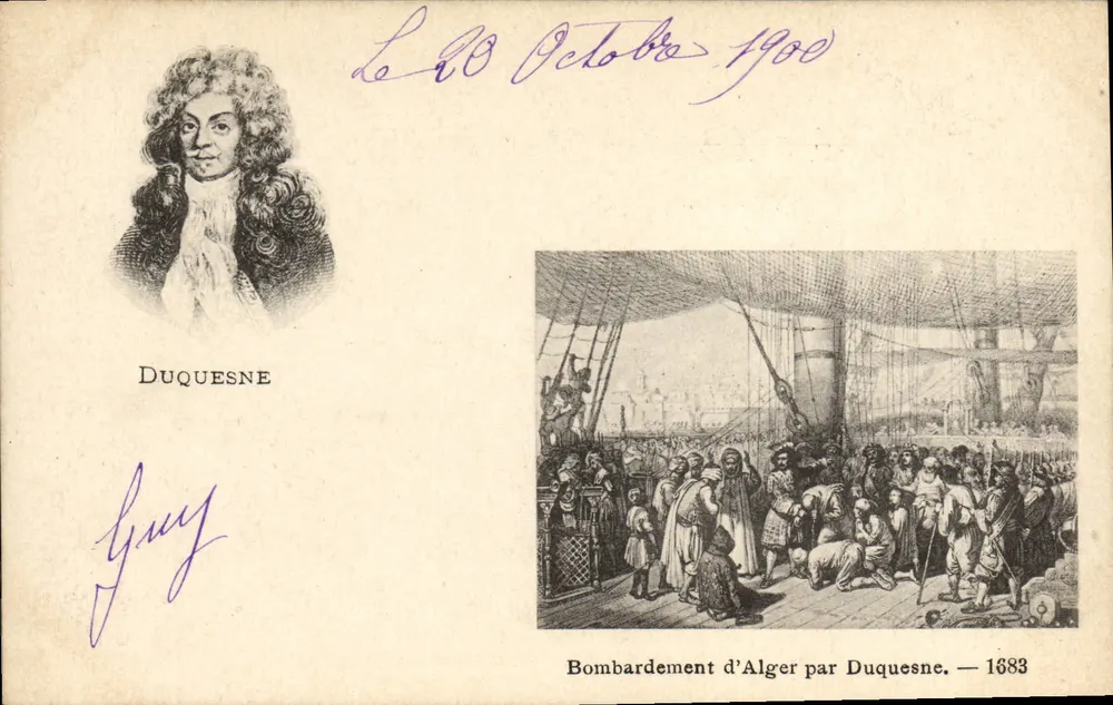 Bombardeio de Argel por Duquesne — 1683 — Editor Guy - Frente