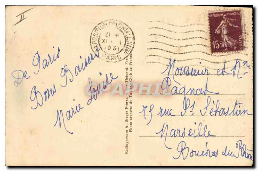 Gruppe tunesischer Spabis — Photo Gravure A. Breger Frères, Paris — n° 1931 - Rückseite
