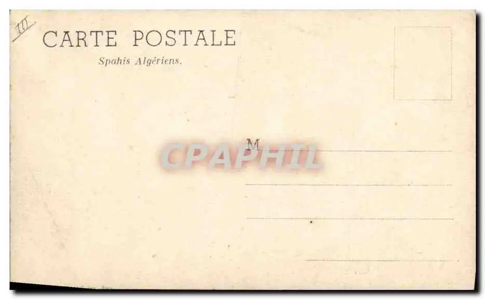 Spahis Argelinos — Parada Militar — Carte Postal n°10 - Verso