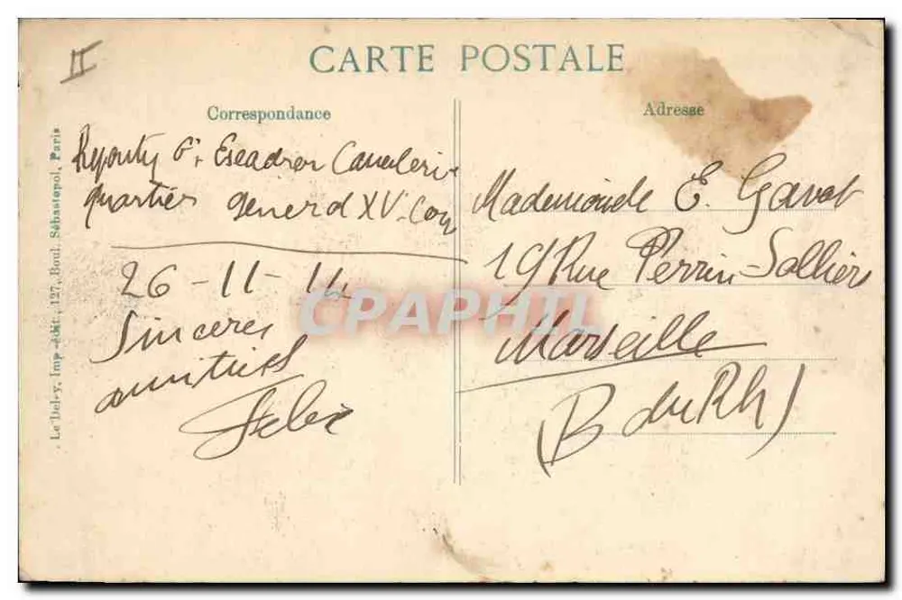 Spahis em reconhecimento — 1914 — Edição E.P.D. — 12ª série - Verso