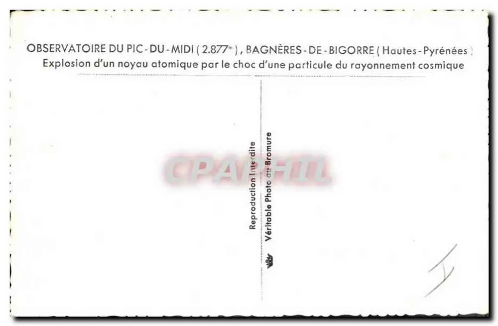Explosion eines Atomkerns — Observatorium Pic-du-Midi — fotografische Reproduktion - Rückseite