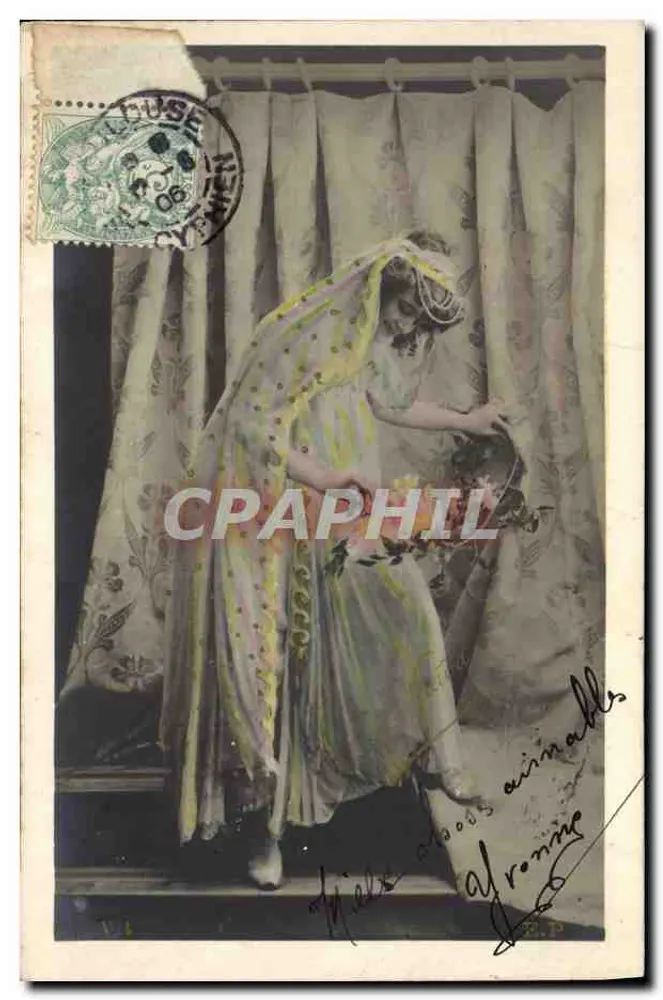 Frau in Kleid und Schleier — Theater-Szene — E.P. n° 14 - Vorderseite