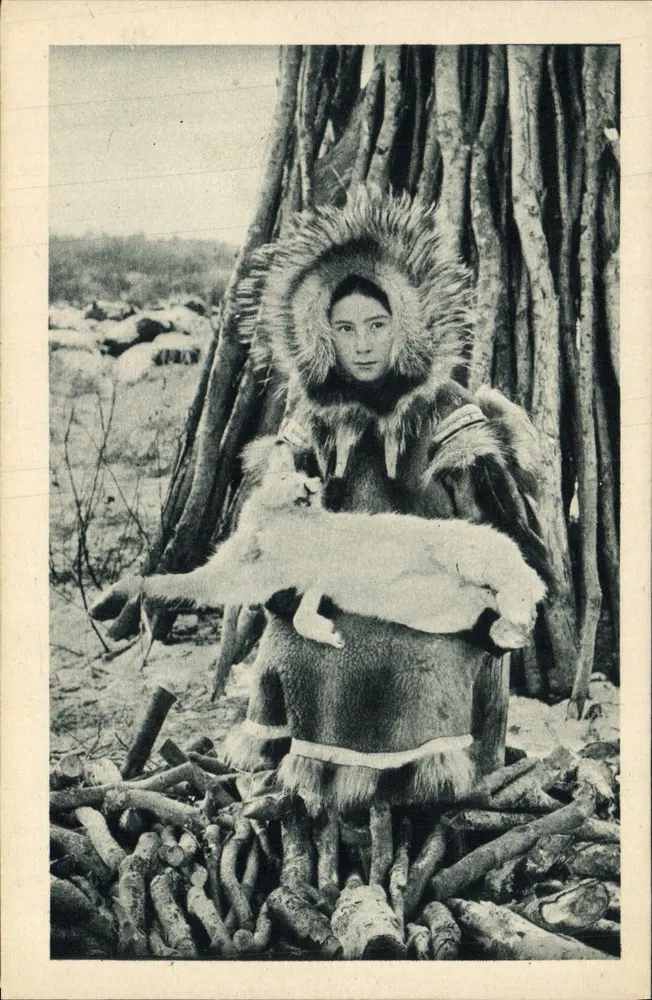 Inuit-Frau mit Katze — Kontrast am Beringstrait (Alaska) — Imprimeries Réunies de Nancy, Serie 6 - Vorderseite