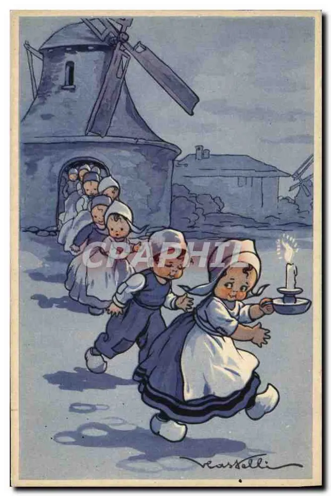 Kinder in traditionellen Kleidern — Prozession mit Kerze — Casselli - Vorderseite