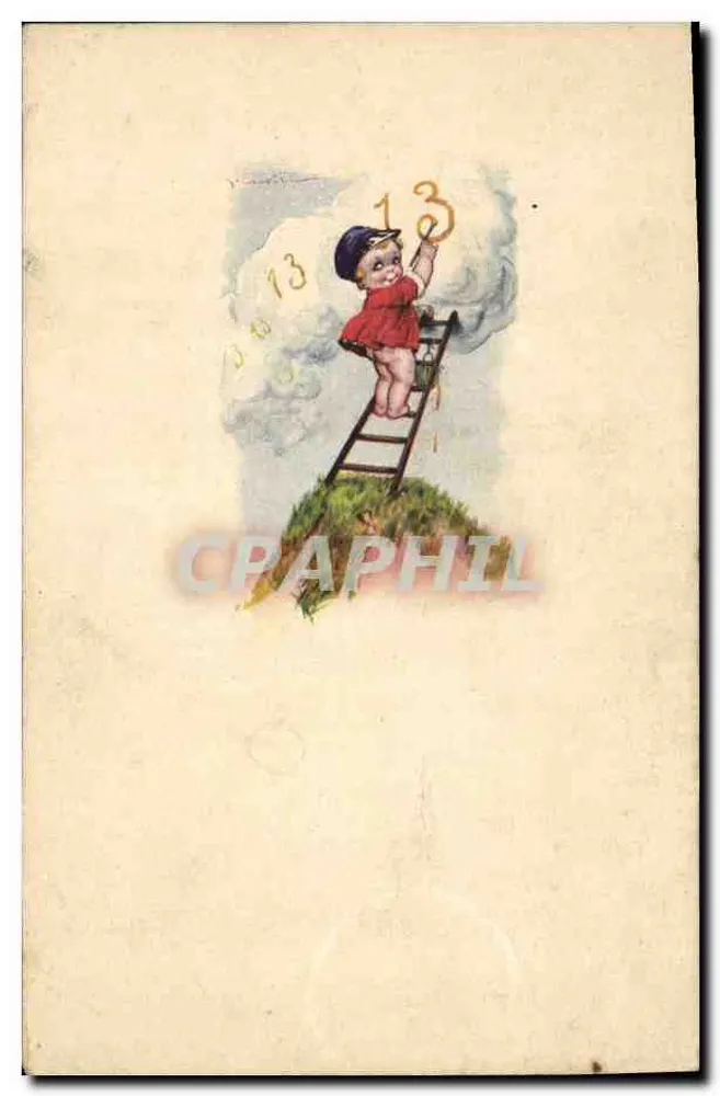 Kind auf einer Leiter — 13 — Cartoline d'Arte, Mailand - Vorderseite