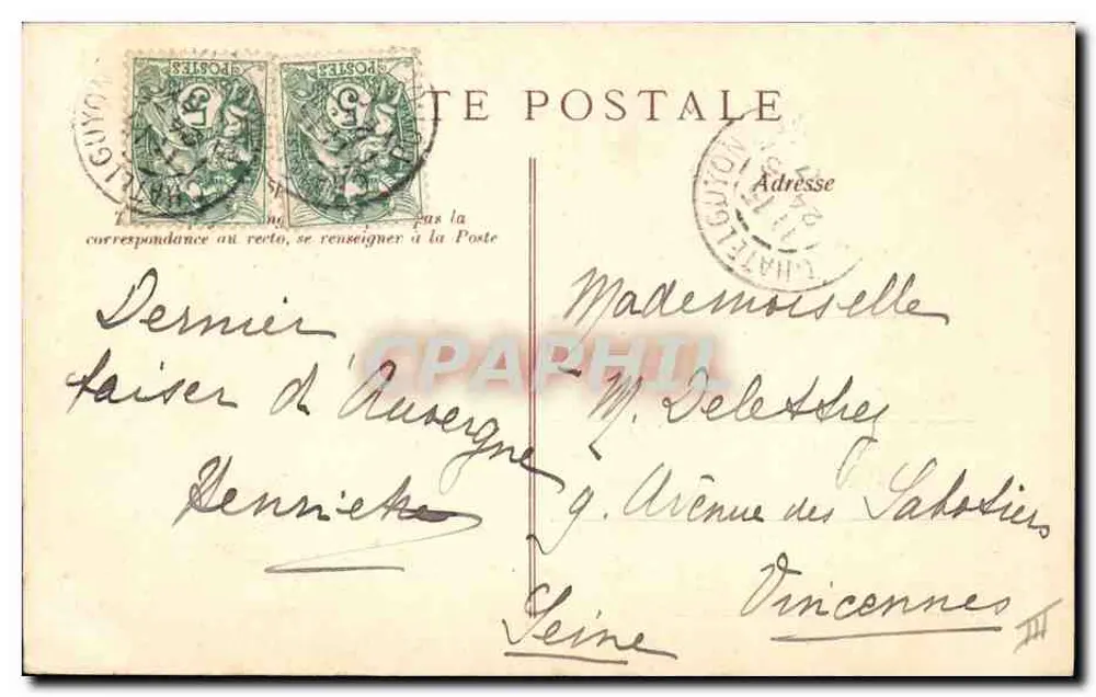 Mulher com chapéu branco — Auvergne pittoresca — Châtel-Guyon - Verso