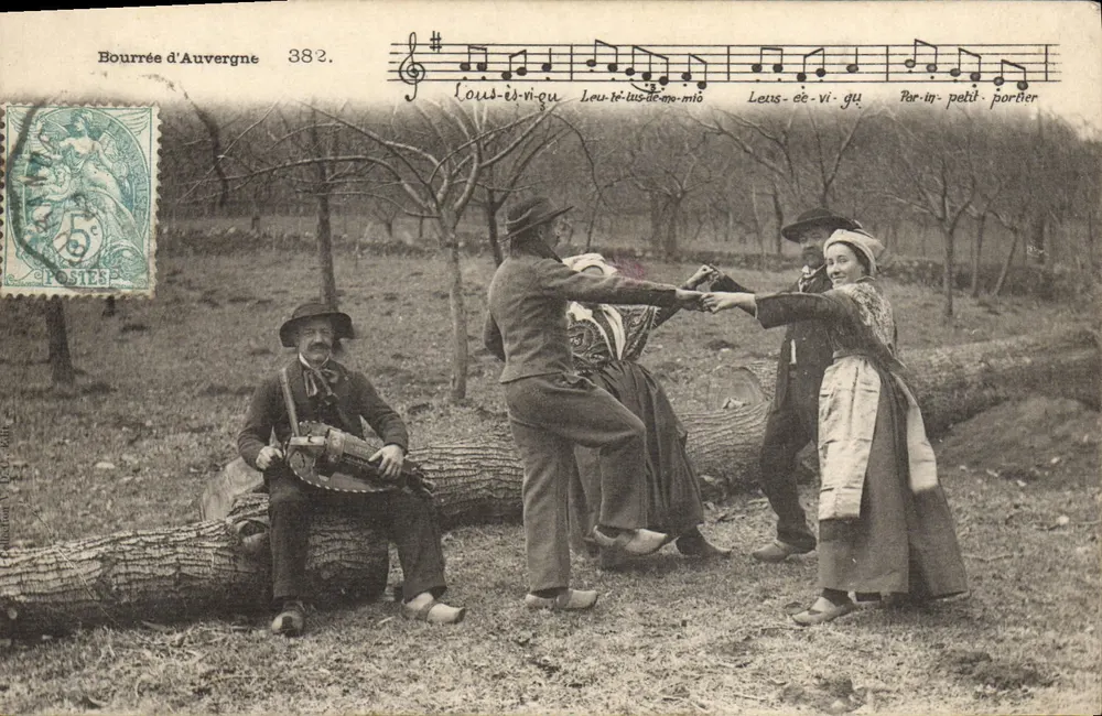 Bourrée d'Auvergne — dança e músico — editor desconhecido, n° 382 - Frente