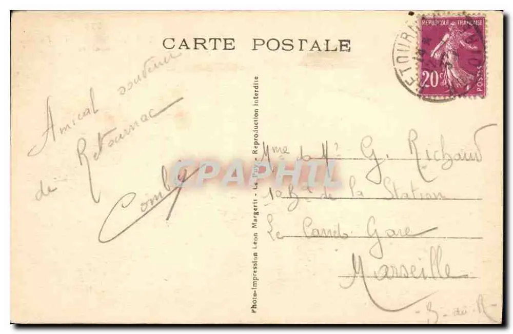 Musicien jouant de la mandoline — scène en extérieur — éditeur Leon Margerit, n° 279 - Verso