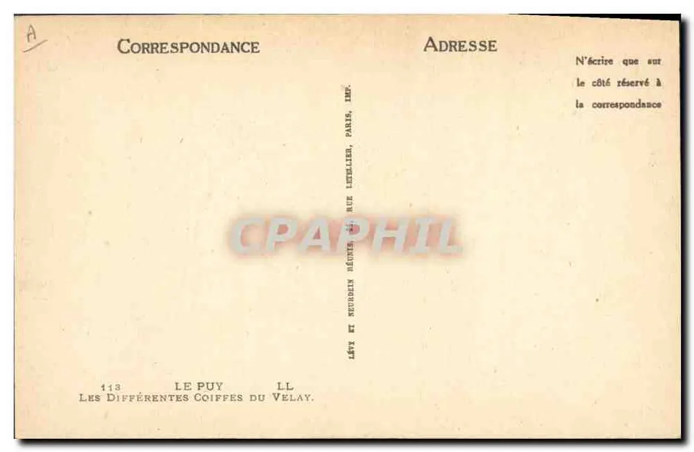 As diferentes toucas do Velay — Le Puy — Editor: As Diferentes Toucas do Velay, 113 rue Letellier, Paris - Verso