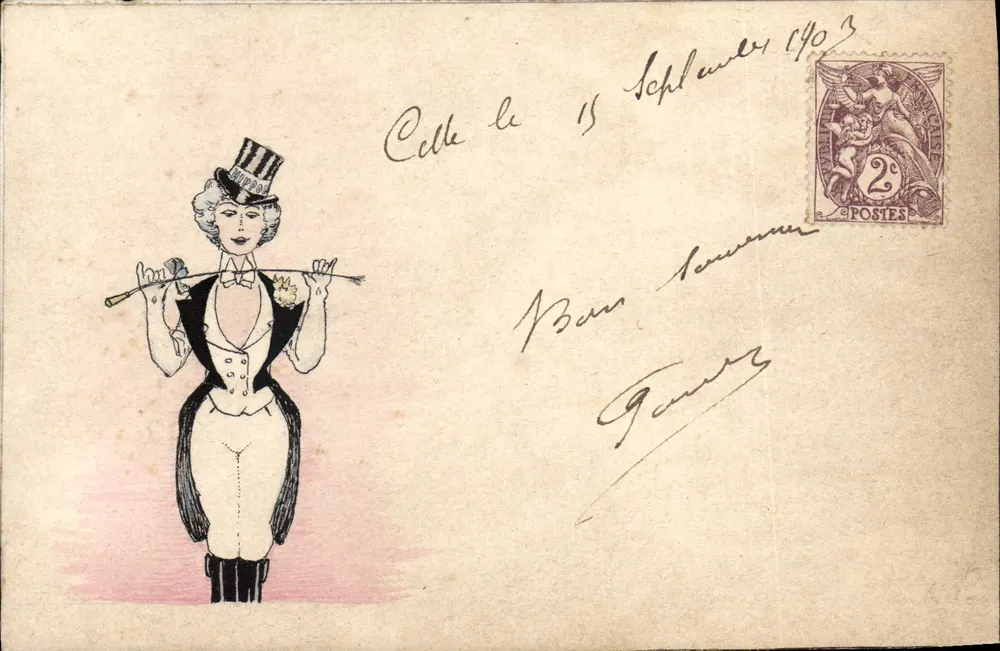 Frau im Clownerkostüm — Illustration — Verlag unbekannt - Vorderseite