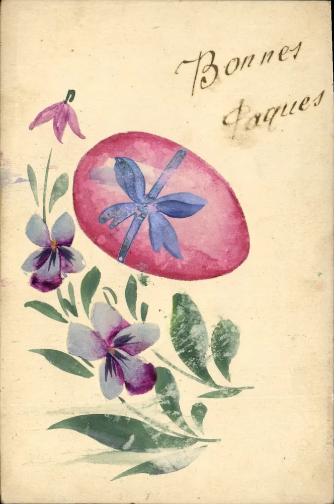 Gefülltes Osterei — Violette — handschriftliche Karteikarte - Vorderseite