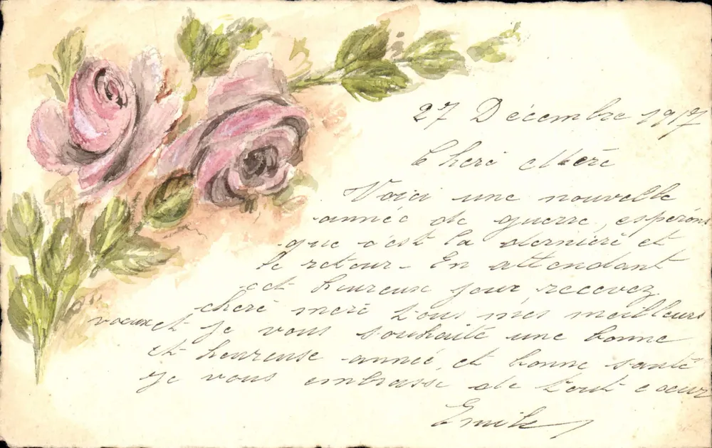 Rosen — handschriftliche Karte — datiert 27. Dezember 1917 - Vorderseite