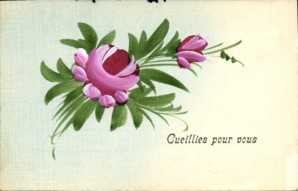 Rode bloemen — 'Voor u geplukt' — Parijs, onbekende uitgever - Voorkant