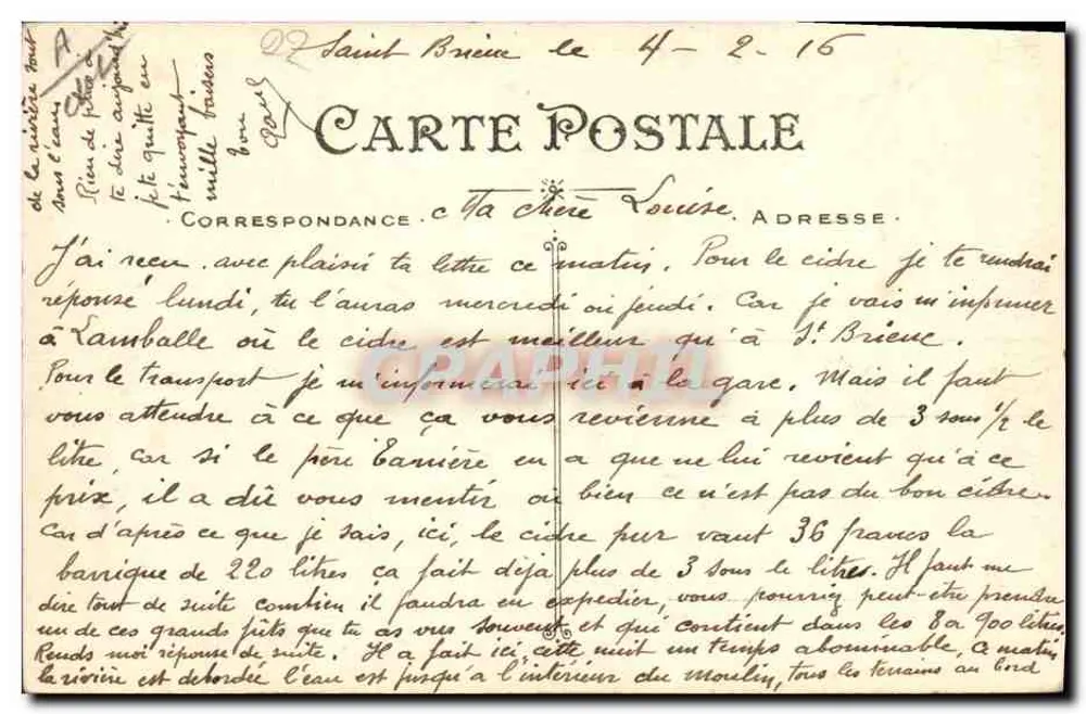 Saint-Brieuc — Pescadora de camarões — Artau, Nozaïs, Nantes - Verso