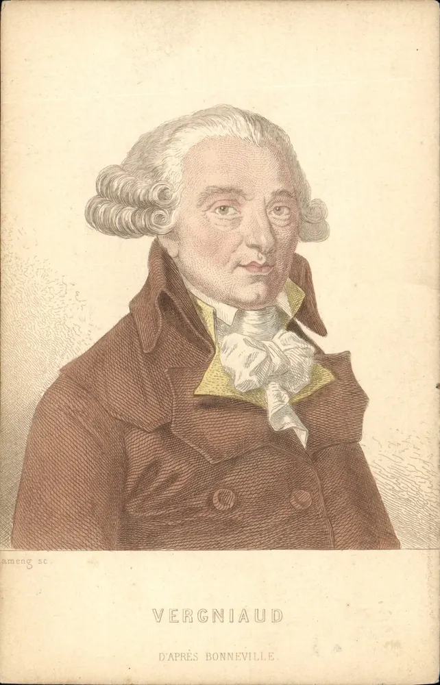 Retrato de Vergniaud — gravura colorida — de acordo com Bonneville - Frente