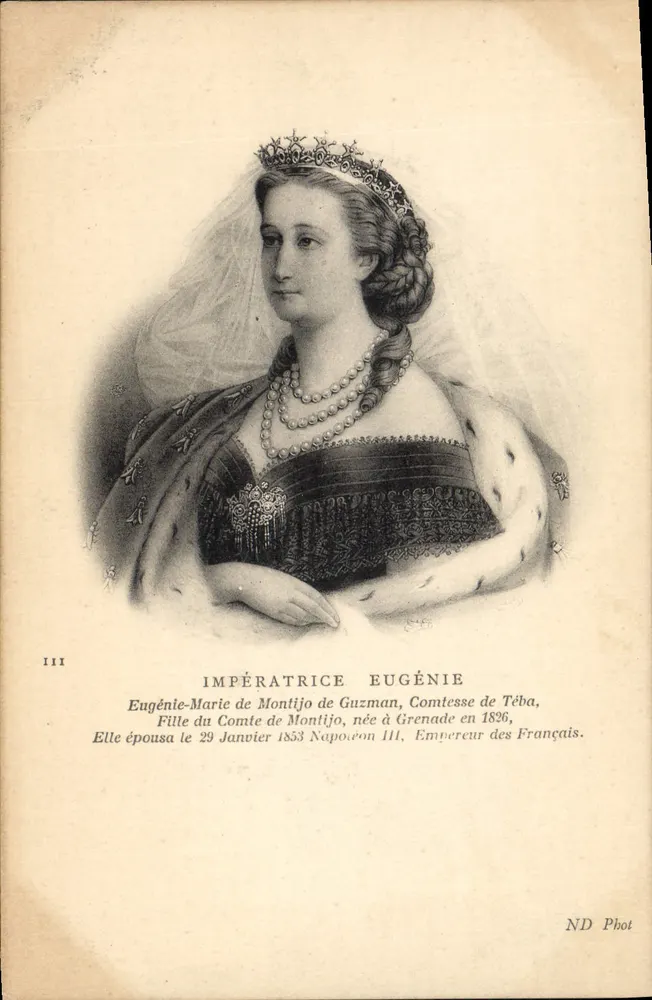 Kaiserin Eugénie — Schwarz-Weiß-Portrait — ND Phot - Vorderseite