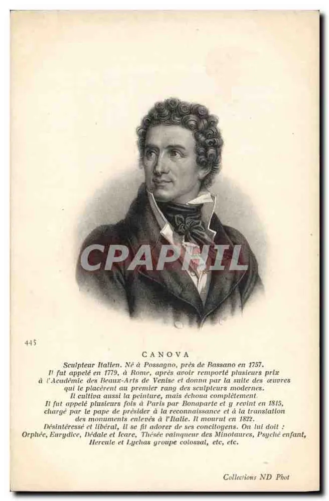 Canova — Scultore italiano — Collections ND Phot, n° 445 - Recto