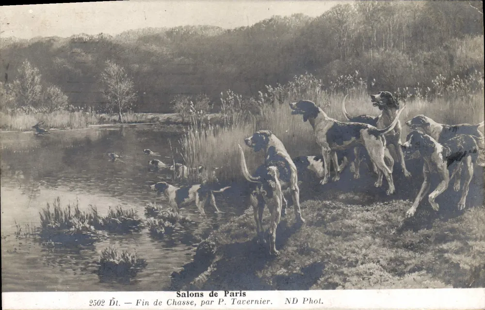 Ende der Jagd — Salons de Paris, von P. Tavernier. ND Phot. Nr. 2502 Dt. - Vorderseite