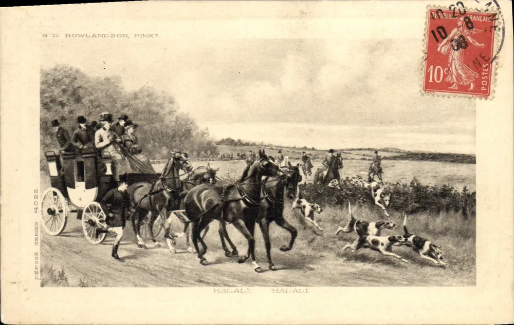 Zawodzenie psów — Halali — G.D. Rowlandson, Pinkxt. — Wydawca: G. D. Rowlandson, Pinkxt. — Numer seryjny: HALALI HALALI - Awers