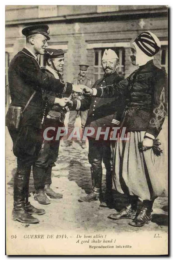 Guerra de 1914 — De bons alliés ! — Éditeur L.L. - Frente