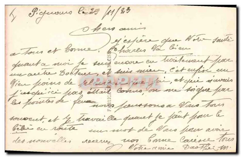 Zwei Katzen auf einem Dach — nächtliche Szene mit Mond und Paar — SAP-I, Paris, n°1268 - Rückseite