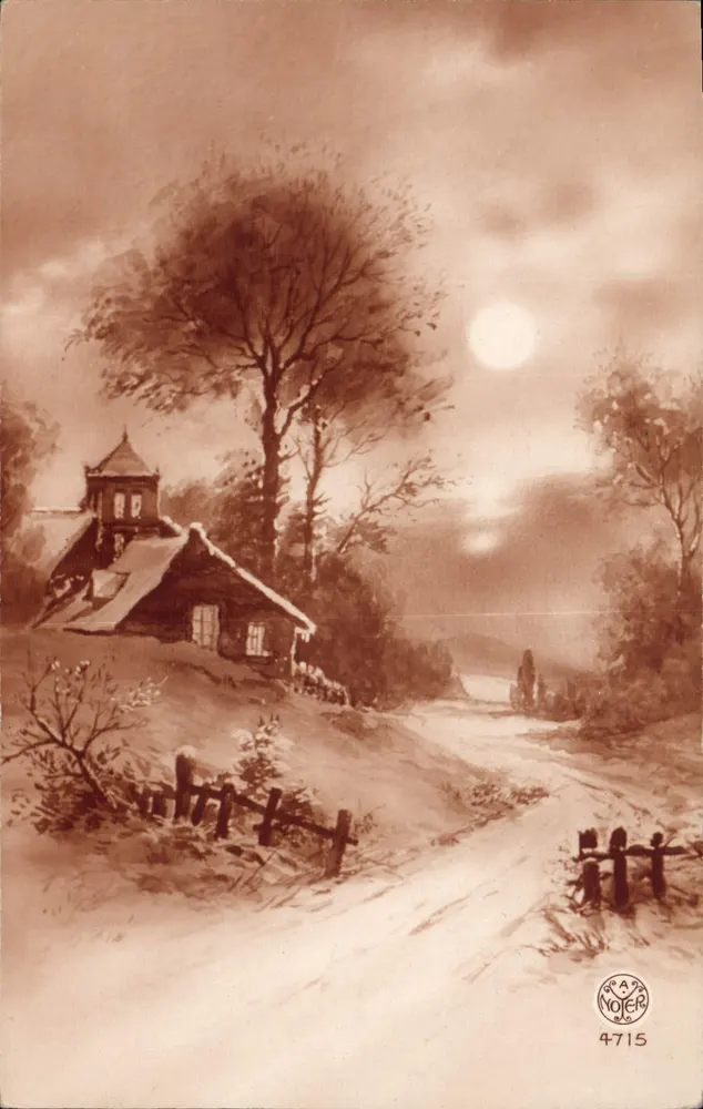 Paisagem invernal com casa — edição de Prague Noter, n° 4715 - Frente