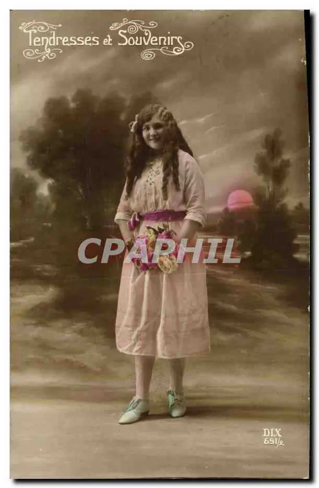 Junge Mädchen in einem rosa Kleid — Zärtlichkeit und Erinnerungen — DIX 691/e - Vorderseite
