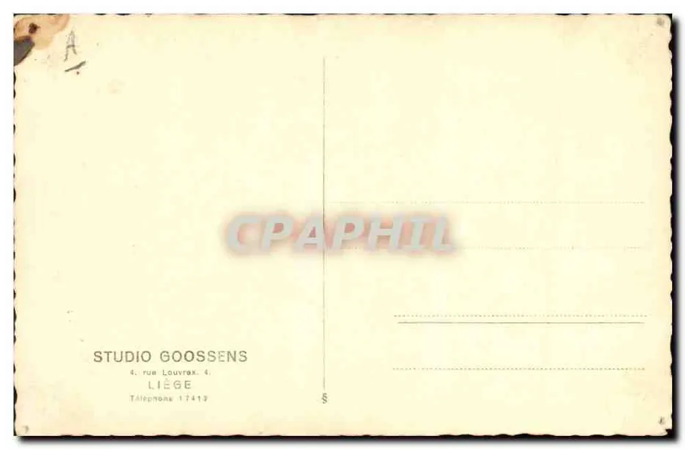 Retrato de René Biddley — assinatura autógrafa — Studio Goossens, Liège - Verso