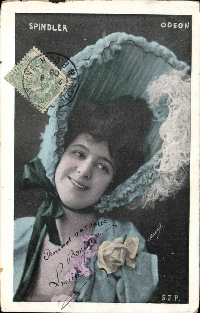 Frau mit Schleppe — Porträt einer Szene — Éditeur SPINDLER ODEON, n° S.J.P. - Vorderseite