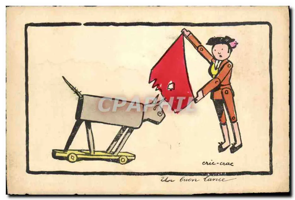 Frau Torero und mechanisches Rind — 'cric-crac' Edition — Spanische Postunion - Vorderseite