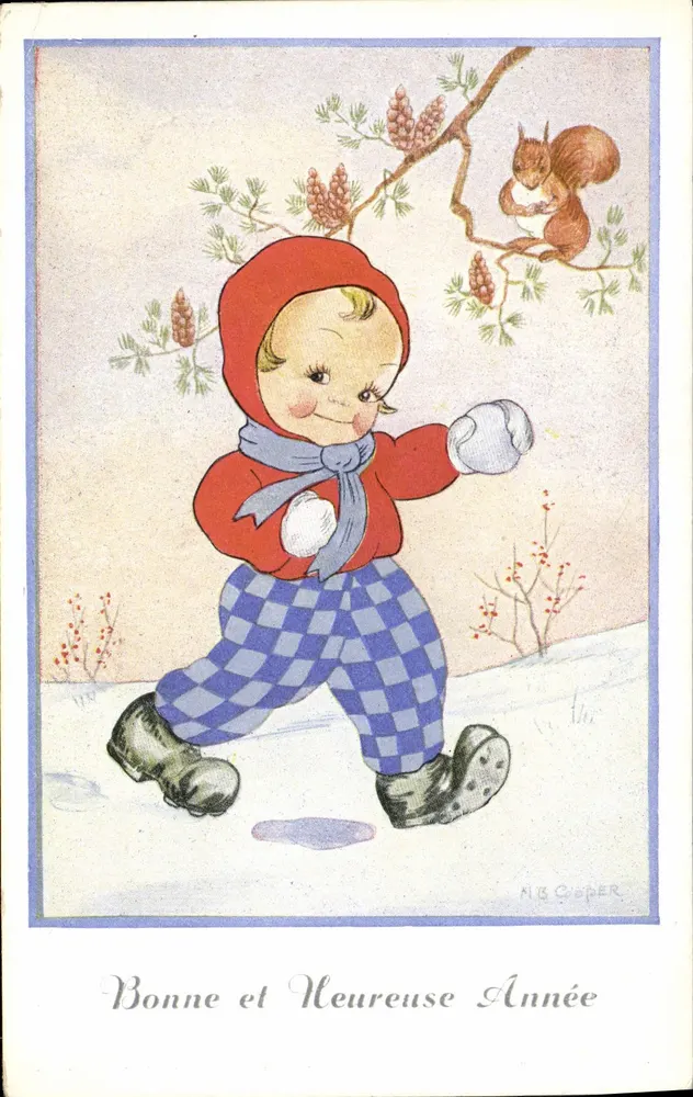 Kind im Winter — Eichhörnchen auf Ast — N.B. COOPER - Vorderseite