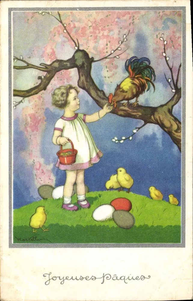 Osterfeier — Kind und Hahn — Marcelli - Vorderseite