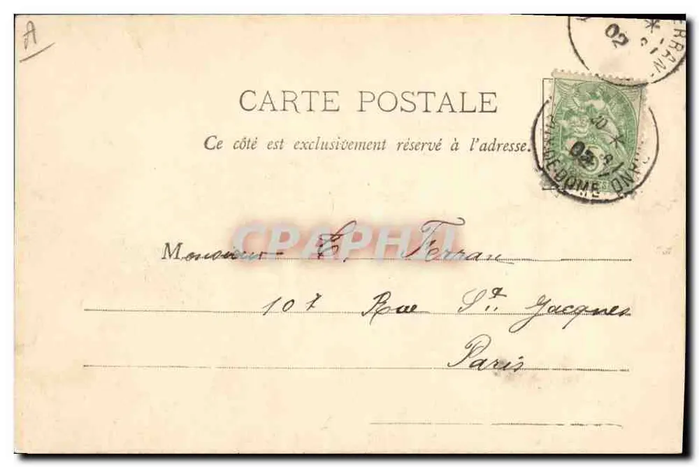 Mulher em traje tradicional — Auvergne — Typolline - Verso