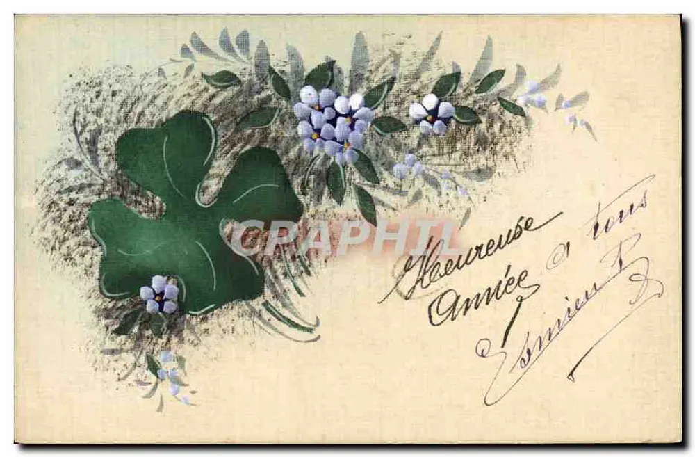 Frühlingblüte — Klee und blaue Blumen — EHE Markenrecht - Vorderseite