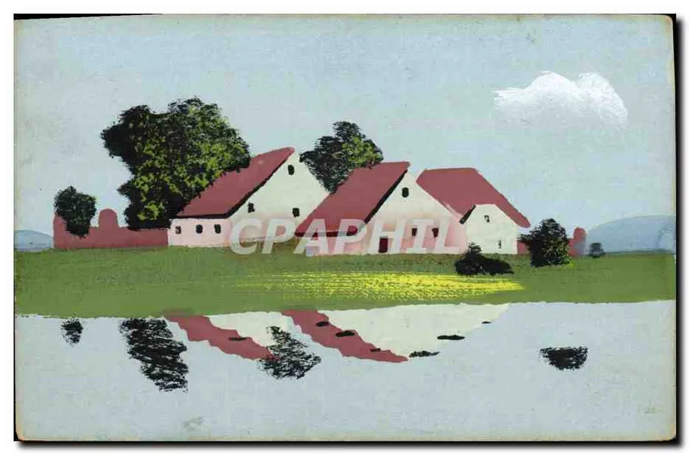 Ländlicher Landschaft mit Spiegelungen — Verlag unbekannt, Seriennummer nicht sichtbar - Vorderseite
