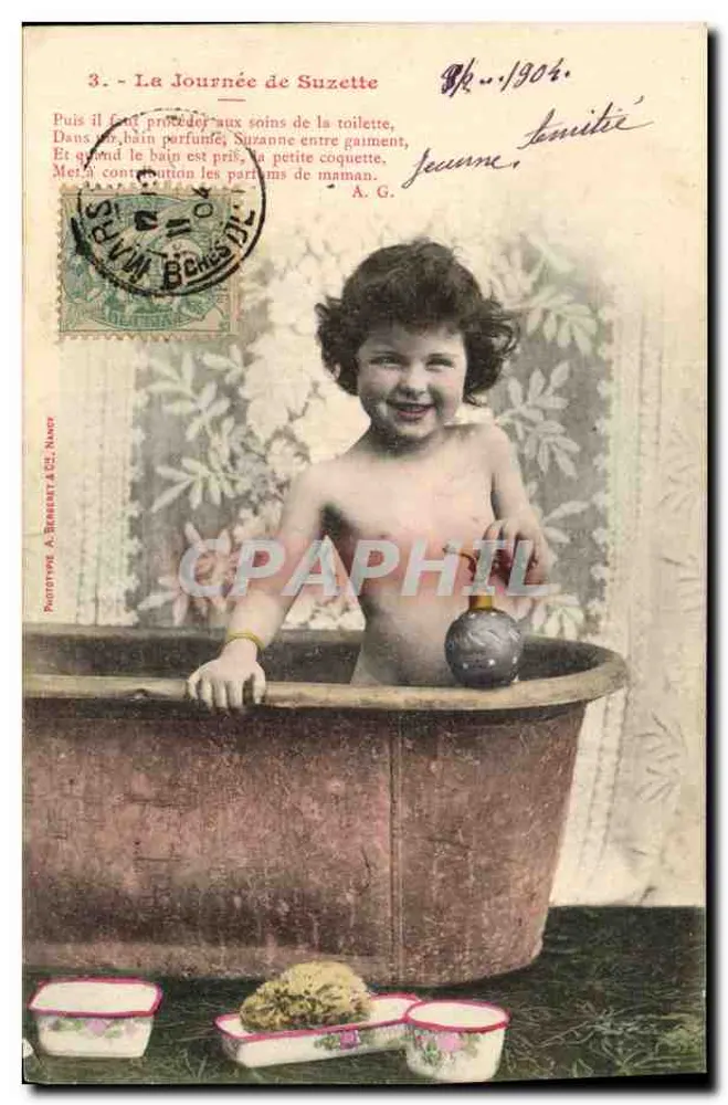 Suzette im Bad — Suzettes Tag — Phototype A. Bensent & Cie, Namer - Vorderseite