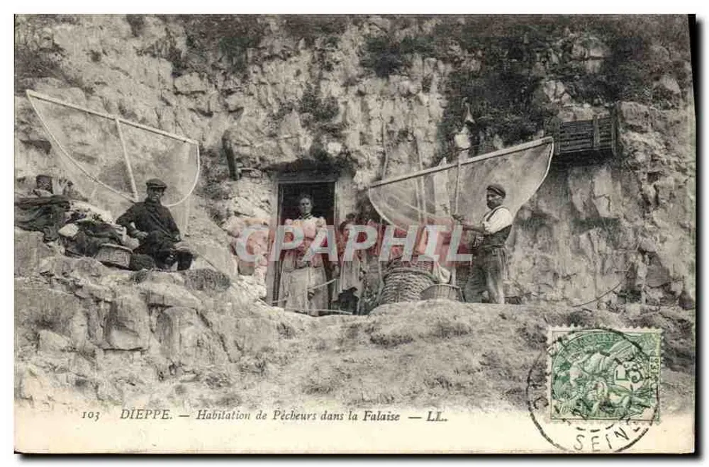 Dieppe — Wohnstätte der Fischer am Felsen — LL. n°103 - Vorderseite