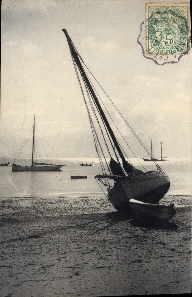 Barcos em uma praia — Bruxelas, Série Haft, No. 12 — editor Bruxelas - Frente