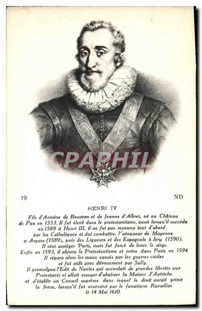 Henri IV — Gravurporträt — Verlag Moutet, Paris - Vorderseite