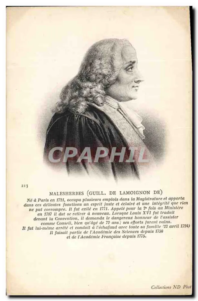 Malesherbes (Guill. de Lamoignon de) — retrato — Éd. Paris Frères - Frente