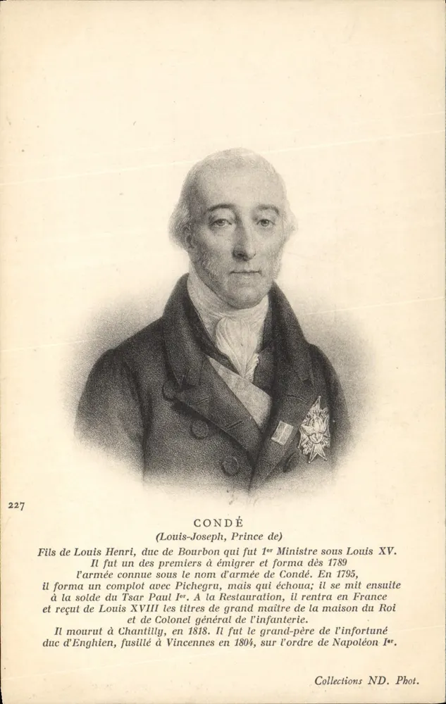 Louis-Joseph de Condé — Príncipe de Bourbon — Editor: Estabelecimentos Fotográficos de Neurdein Frères, Paris - Frente