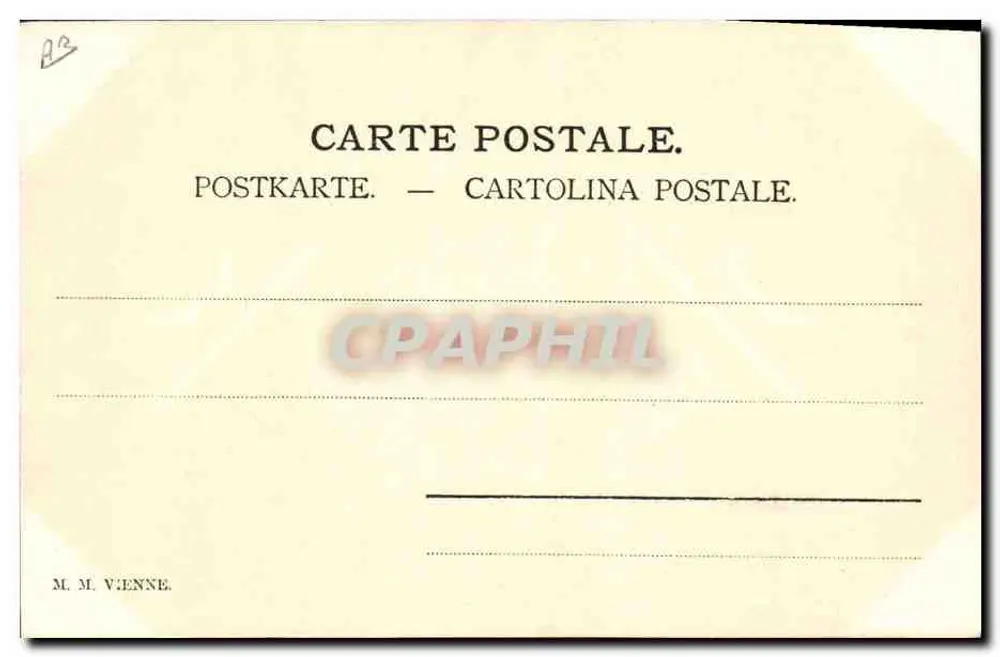 Caça a cavalo — cavaleiros trajados para caça atravessando um riacho — M. M. Vienne - Verso