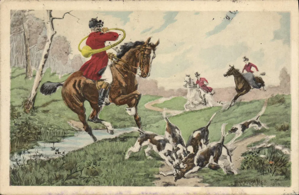 Caça com cães — Editor: J. V. W. — Série 184 — 1908 - Frente