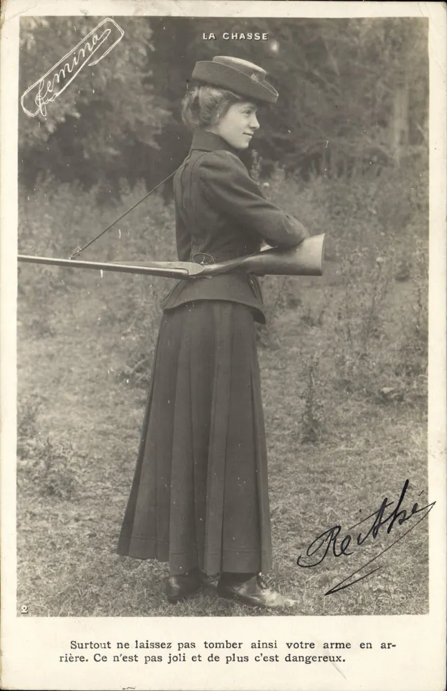 Jagd — Frau mit Gewehr — Femina, Nr. 2 - Vorderseite