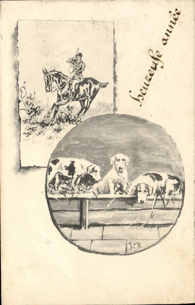 Caça a cavalo — cães de caça — J.C.B. - Frente