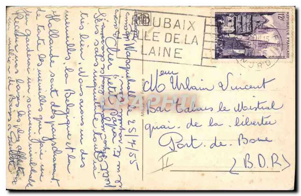 Chasseur avec oiseau — scène de chasse — éditeur : 'La Laine' (imprimé sur le verso) - Rückseite