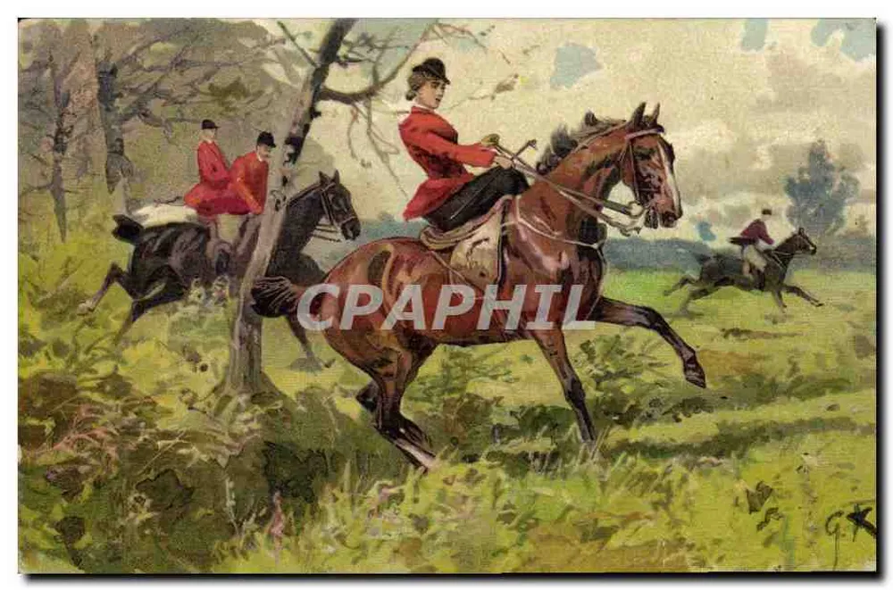 Caça a cavalo — Série 3027 — G. K. (editor) - Frente