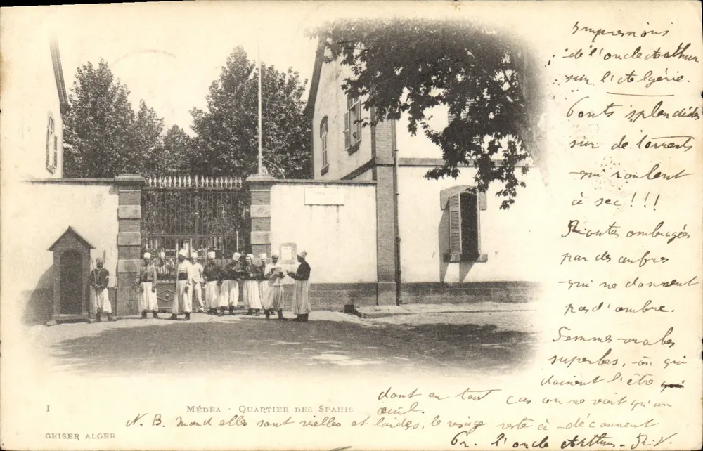 Médéa - Quartier des Spahis — éditeur GEISER ALGER, n° I - Frente