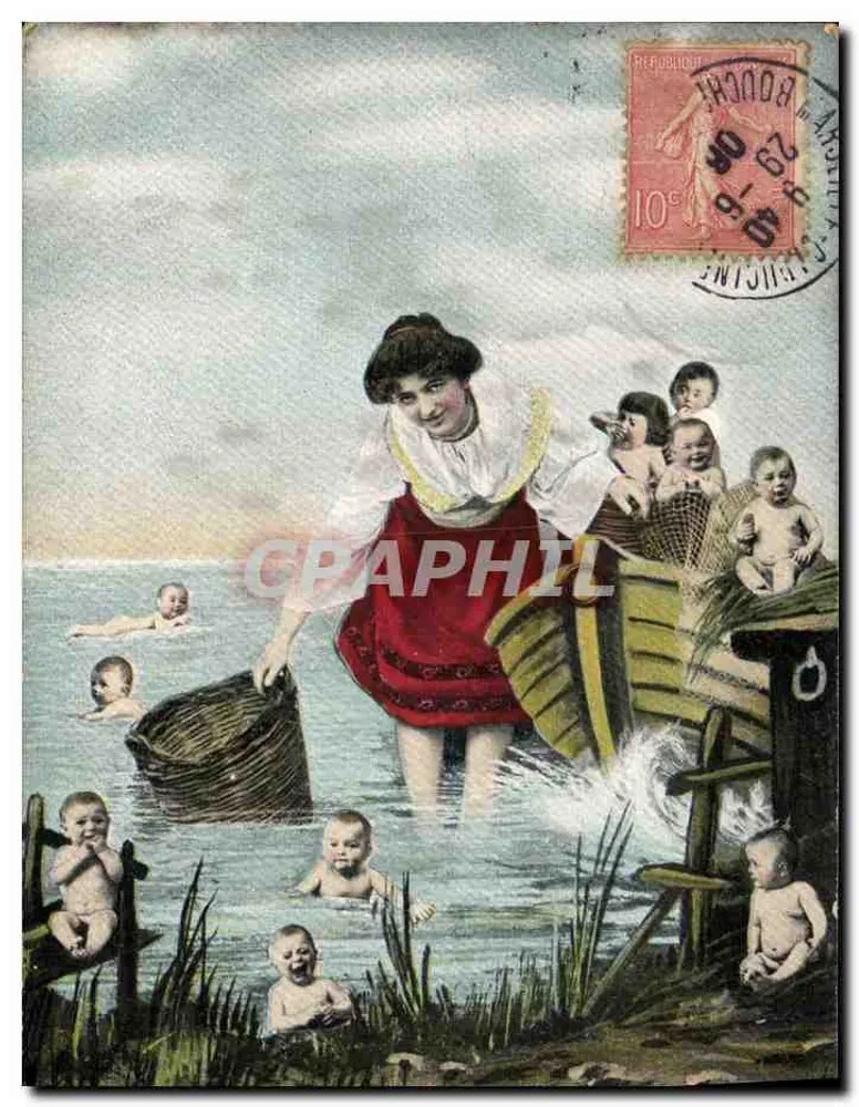 Frau, die Babys im Meer wäscht — Bouches-du-Rhône — Verlag nicht sichtbar - Vorderseite
