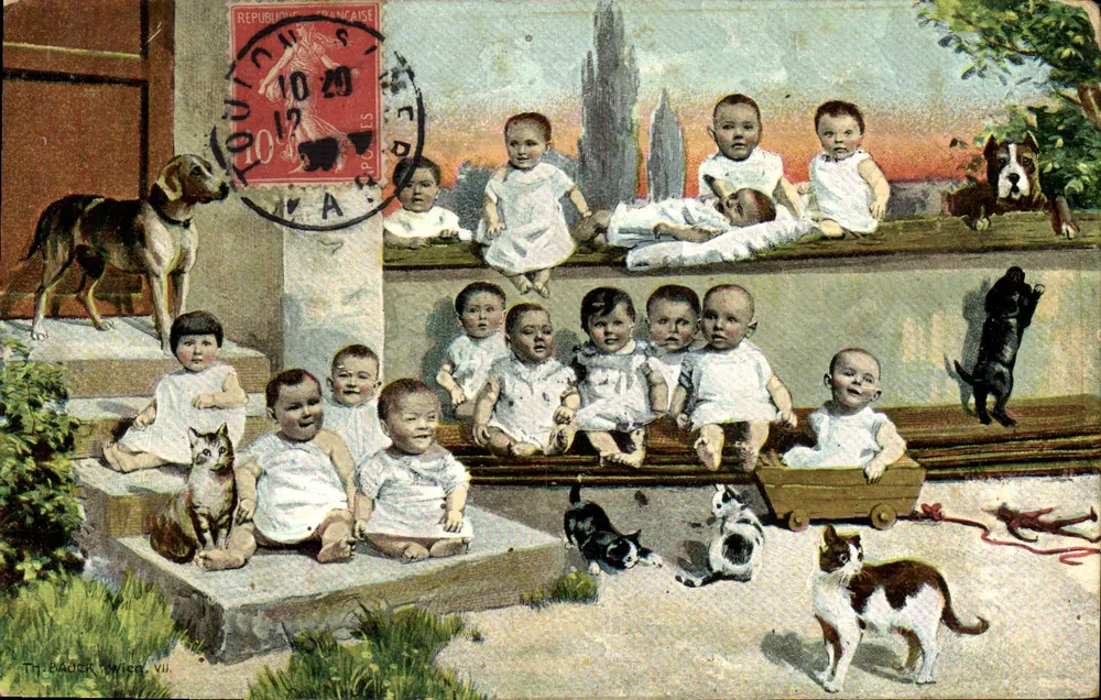 Kinder und Tiere — Th. Bäucker, VII — 10c Stempel 1912 - Vorderseite